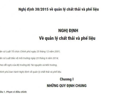 quy đinh 38/2015 quản lý chất thải và phế liệu